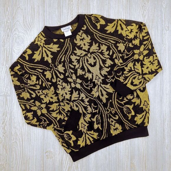 Vintage Carol Wright Women’s Large Gold Metallic Acrylic Knit Pullover Sweater - Picture 1 of 8